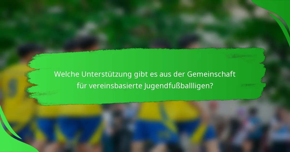 Welche Unterstützung gibt es aus der Gemeinschaft für vereinsbasierte Jugendfußballligen?