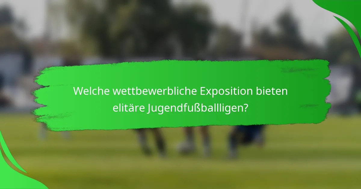 Welche wettbewerbliche Exposition bieten elitäre Jugendfußballligen?