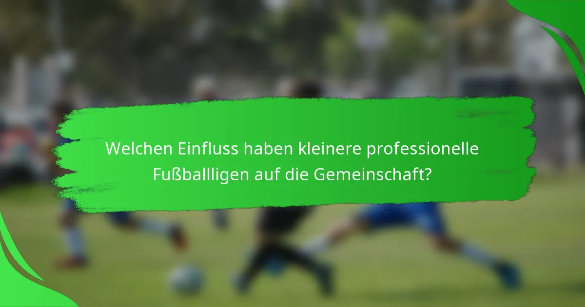 Welchen Einfluss haben kleinere professionelle Fußballligen auf die Gemeinschaft?