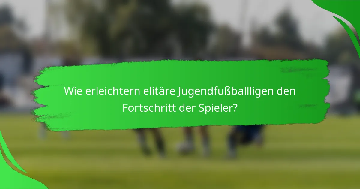 Wie erleichtern elitäre Jugendfußballligen den Fortschritt der Spieler?