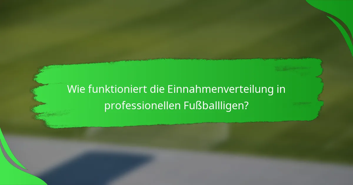 Wie funktioniert die Einnahmenverteilung in professionellen Fußballligen?
