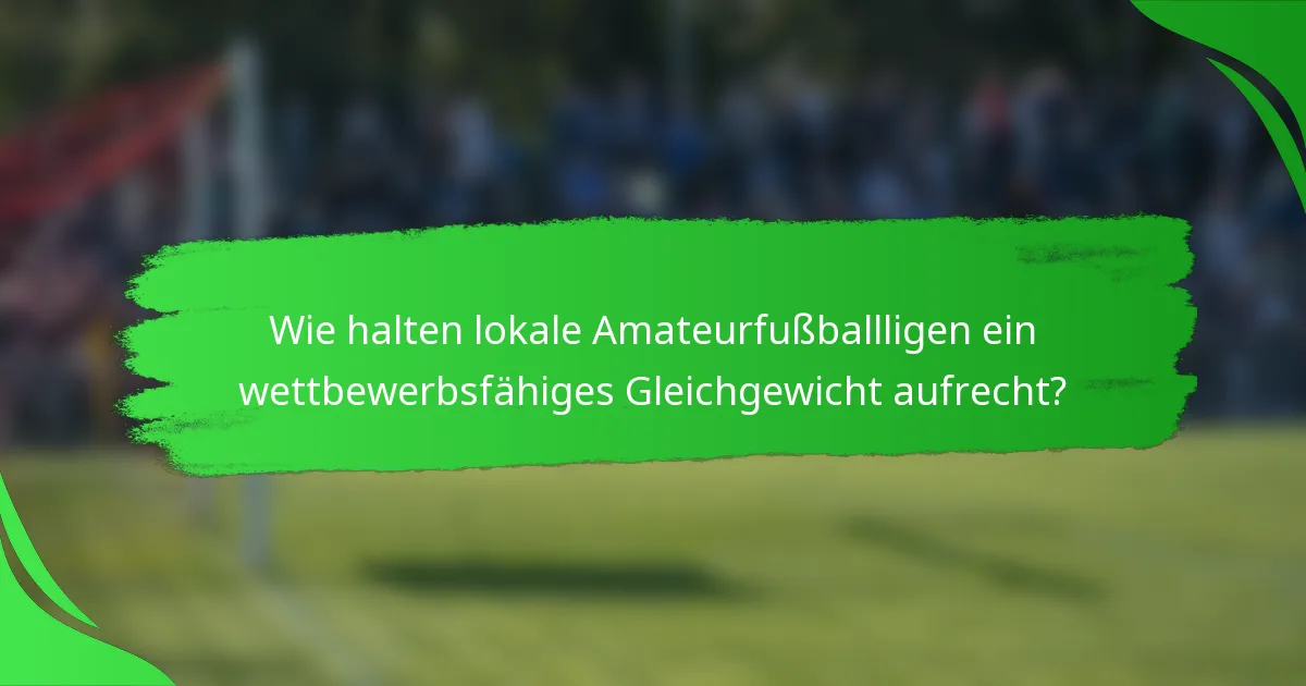 Wie halten lokale Amateurfußballligen ein wettbewerbsfähiges Gleichgewicht aufrecht?