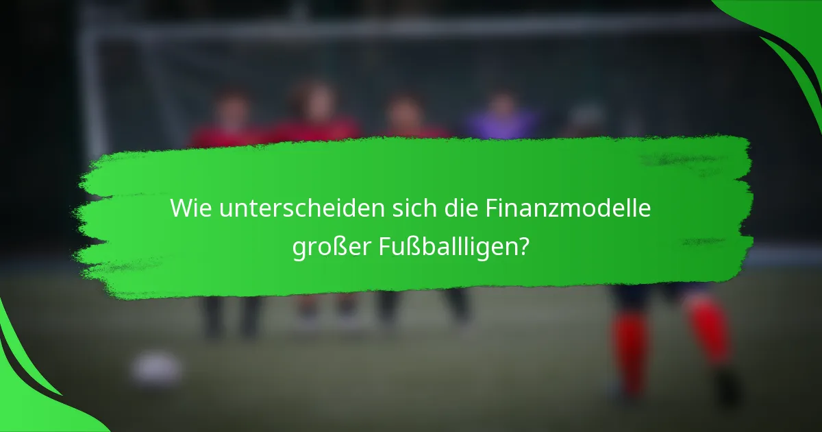 Wie unterscheiden sich die Finanzmodelle großer Fußballligen?