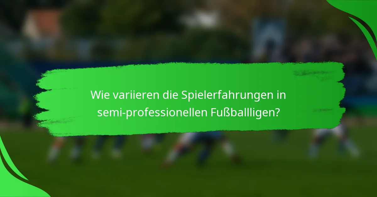Wie variieren die Spielerfahrungen in semi-professionellen Fußballligen?